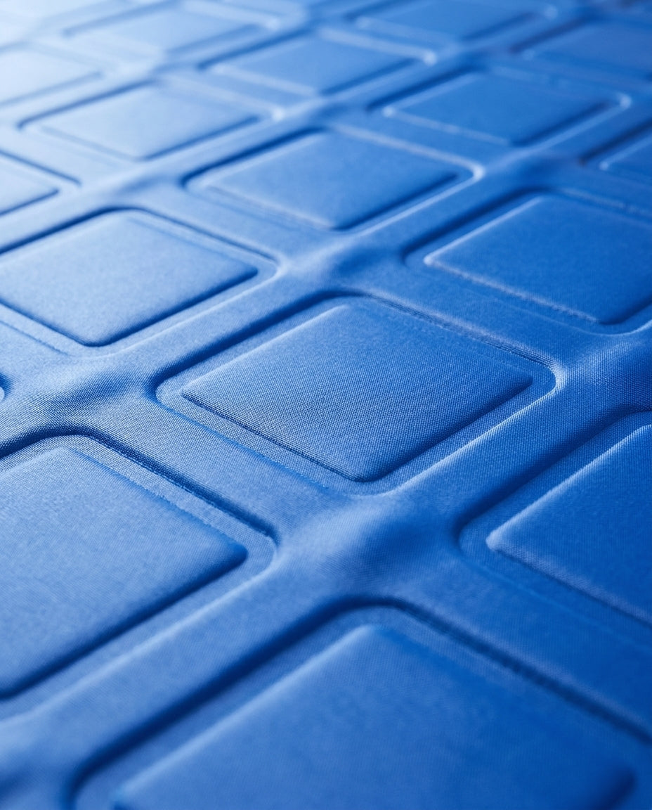 Quilted water channel pad close-up