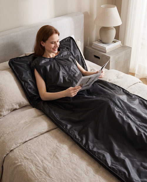 FYROST Ember infrared sauna blanket — in use at home