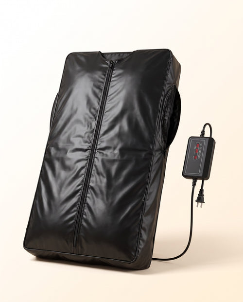 FYROST Ember infrared sauna blanket — hero shot with controller