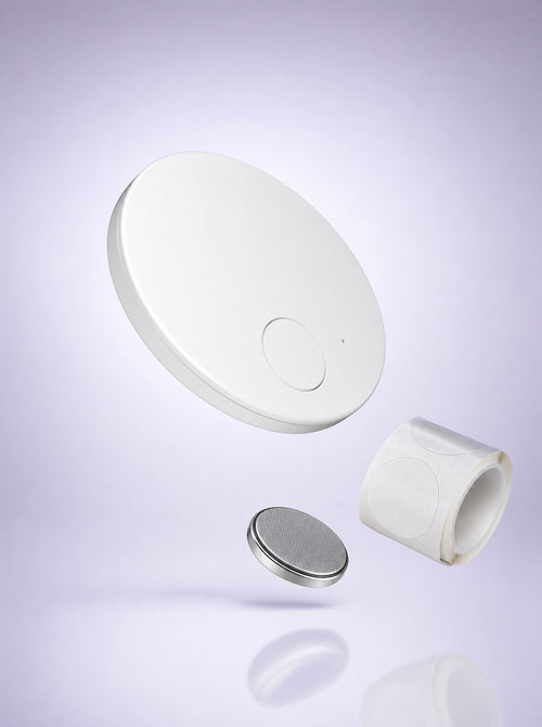 FYROST Dusk side-sleep trainer — 9-gram position-sensing disc with adhesive stickers and coin battery