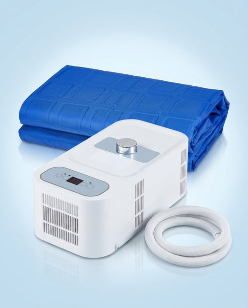FYROST Equinox cooling and heating sleep system — unit, water pad and hose